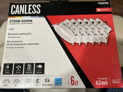 Utilitech Canless 4.3" LED 2700k-6500k 580 Lúmenes Regulable 6ct #1500766 NUEVO Foto 1 de 3
