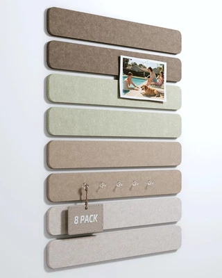 Cork Board Alternative Felt Strip Board 8-Pack 13"X2", Office Pin Board with 50 - Image 1 of 4