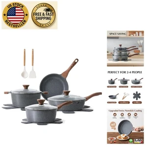 Healthy Cookware: 13-Piece Nonstick Pots & Pans Set with Stay-Cool Handles - Picture 1 of 11