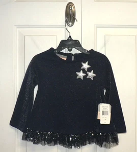Pippa & Julie Baby Girls Long Sleeve Tutu Hem Stars Dress Navy/Silver 2T $44 - Picture 1 of 3