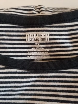 Camiseta Duluth Trading Co feminina 3x listrada algodão cauda longa manga longa - Imagem 1 de 4