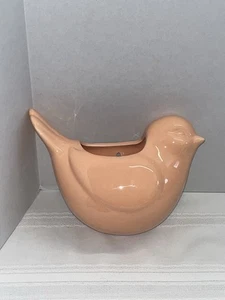Ceramic Bird Wall Pocket Vase Peach Coral Color 8”x 5” - Picture 1 of 9