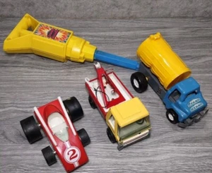 Vtg 1970's Topper ZOOMER BOOMER Power Booster & Ash Can, Wrecker Truck, Racer - Picture 1 of 15