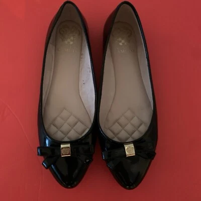 “Vince Camuto”Women's  'Timba' Black Leather Bow Ballet Flats Size 38,5 - Image 1 of 4