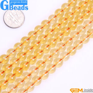 Yellow Citrine Clear Crystal Quartz Round Loose Beads Jewelry 15" 6mm 8mm 10mm