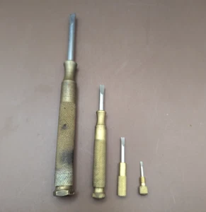 vtg Frey Co NY 4in1 Nesting Flathead Screwdriver Set brass antique tool GUNSMITH - Picture 1 of 8