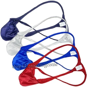 Men G-strings Bulge Pouch Thongs Underwear Shiny Metallic Bikini Tanga Jockstrap - Picture 1 of 17