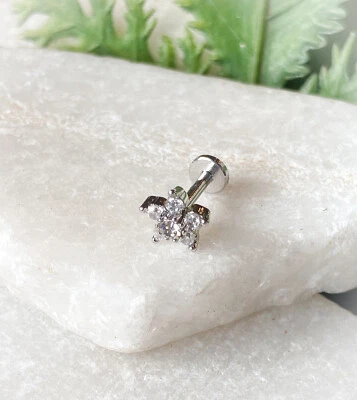 Labret de flores gemas de doble nivel 16 g roscado interno hélice tragus cartílago 1 pieza Foto 1 de 4