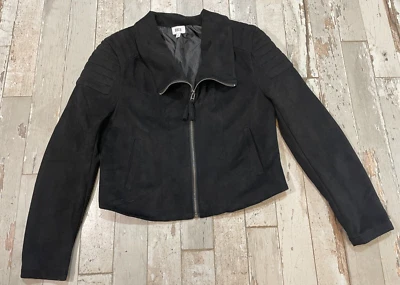 Chaqueta de Moto Buckel BKE Imitación Gamuza para Mujer PEQUEÑA Bolsillos Forrados Negros Foto 1 de 4