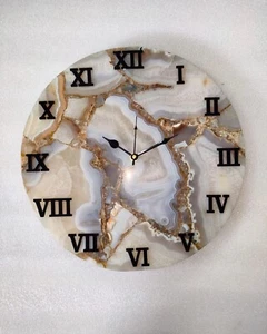 10"x10" White Agate Wall Clock, Agate Bedroom Wall Decor, Christmas Gifts Clock - Picture 1 of 3