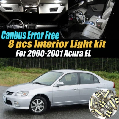 Комплект из 8 белых внутренних светодиодных ламп Canbus без ошибок для Acura EL 2000-2001 годов выпуска  - Изображение 1 из 4