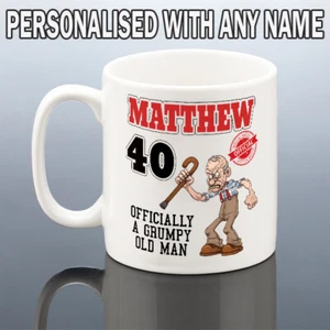 40th BIRTHDAY MUG Men Funny Birthday Gift Him Dad Uncle 40 Grumpy Old Man Cup - Picture 1 of 3