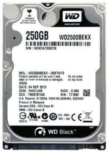 Western Digital Black WD2500BEKX 250GB 7200 RPM SATA 2.5" Laptop HDD Hard Drive - Picture 1 of 3