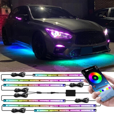 6x RGB LED Underglow Light Neon Dream Color Strips For Infiniti G35 G37 Coupe - Image 1 of 4
