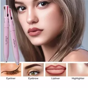Pluma de maquillaje multitarea vegana 4 en 1 ✨ Delineador de labios delineador de cejas rosa paquete de 2 - Imagen 1 de 10