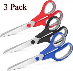 8-Inch Multipurpose Scissors Bulk Pack of 3 - Ultra Sharp Blades - Picture 1 of 13