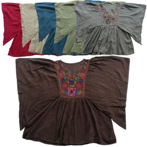 SPRING/SUMMER HAND EMBROIDERED BATWING SLEEVE TOP, MEXICAN/OAXACAN BLOUSE T0347X - Picture 1 of 14