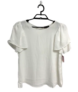 Vince Camuto Women's Short Ruffle Sleeve White Chiffon Blouse Size S - Picture 1 of 8