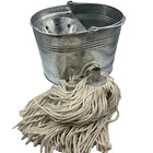 Industrial Metal Mop Bucket with Mop Head Set Heavy Duty Galvanised