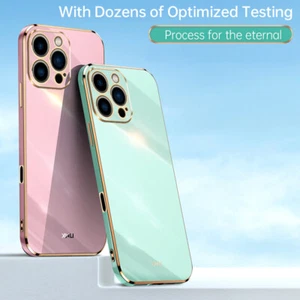 For iPhone 13 14 15 16 Pro Max TPU Case Slim Luxury Electroplated Bumper Cover - Picture 1 of 14