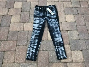 NWT Justice Girls Skinny Simply Low Premium Jeans Black & Gray Tye-Dye Size 14.5 - Picture 1 of 7