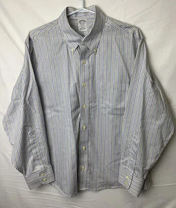 Brooks Brothers Regent Blue Striped Supima Cotton Dress Mens 16 1/2 32 Large - Bild 1 von 9
