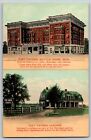 Battle Creek, Michigan - Post Tavern Building and Garden - Vintage Postcard