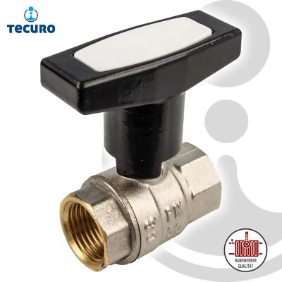 tecuro Kugelhahn, beidseitig Innengewinde 3/8 bis 2 Zoll, T-Griff, MS vernickelt - Bild 1 von 4