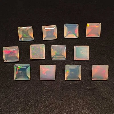 Natural Ethiopian Opal Square Cut Loose Gemstone Lot 5 Pcs 7 MM 5 CT - Image 1 of 4