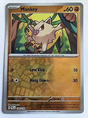 Pokémon TCG Paldea Evolved Mankey Reverse Holofoil 106/193 NM - Image 1 of 2