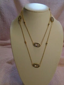 Gold plated .925 Sterling Silver with Large Cubic Zirconia Necklace - Picture 1 of 5