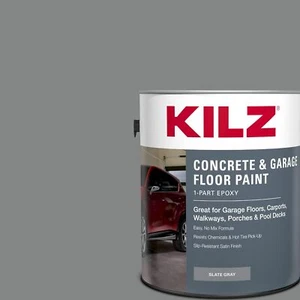 Epoxy Acrylic Concrete and Garage Floor Paint Interior/Exterior Satin Slate Gray - Picture 1 of 7