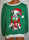 Ugly Christmas Sweater Pug Dog With Beads Sequins & Balls Women's Large Holiday