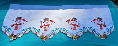 1 Embroidered Curtain Tier One Only Christmas Winter  Scalloped White  - Image 1 of 4