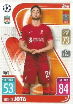 Diogo Jota 2021-22 Topps Match Attax Champions & Europa League - #61 - Liverpool - Image 1 of 2