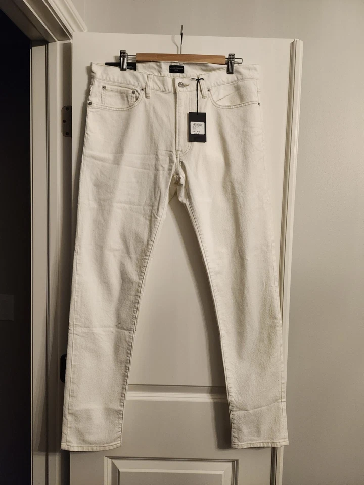 Pantalones de mezclilla súper ajustados Club Monaco para hombre talla 34x32, crema nuevos con etiquetas $129,50 venta al por menor Foto 1 de 4