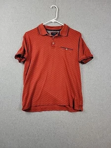 Cactus Man Ricky Singh Cotton Modal Orange Print SS Polo Shirt Men's Medium - Picture 1 of 12