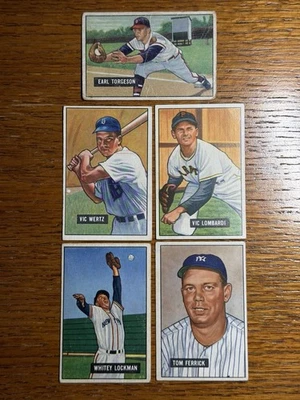 Béisbol Bowman 1951 - Lote de tarjetas de béisbol vintage - 5 tarjetas. Torgeson, Wertz Foto 1 de 2
