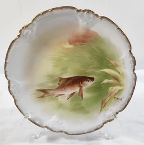 Coronet Limoges Fish Plate Signed - Picture 1 of 8