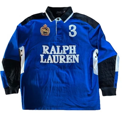 Polo Ralph Lauren Vintage Azul Rugby Spellout Logo Grande Hombre’s XL Foto 1 de 4