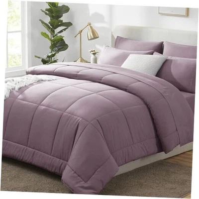  Juego de edredón tamaño - 7 piezas cama en una bolsa tamaño edredón, king púrpura polvoriento Foto 1 de 4