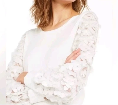 Suéter Pullover Alfani Para Mujer Marfil Manga Larga Lentejuelas Talla S  Foto 1 de 4