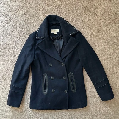 Женское пальто Michael Kors Pea 4 двубортное темно-синее шерстяное полиэстер - Изображение 1 из 4