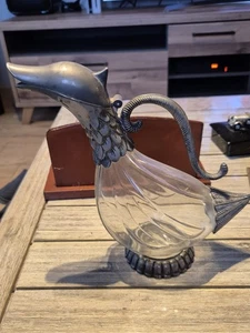 ALTE KARAFFE IN ENTENFORM. GLAS UND ZINN - Bild 1 von 10