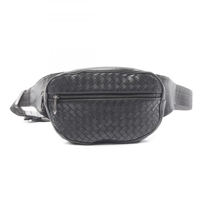 BOTTEGA VENETA Intrecciato Cintura Riñonera Bolso Bolso Cuero Negro Usado Para Hombre Foto 1 de 4