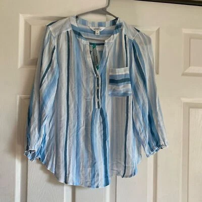 Blusa manga tres cuartos nueva con etiquetas Market & Spruce talla pequeña puntada fija Prat Henley Foto 1 de 4