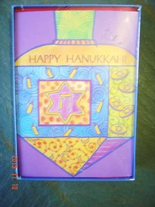 18 CT Hanukkah CARDS Star of David Judaica Holiday Card Multi Color Dreidel - Picture 1 of 2