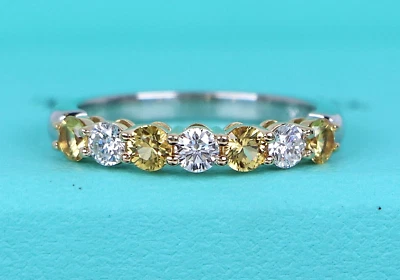 Alianza de boda de diamantes con zafiro amarillo platino oro 18 quilates Forever de 3,5 mm Tiffany $9K Foto 1 de 4