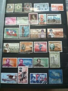 240 timbres anciens oblitérés République d'HAÏTI envoyés dans leurs planches.