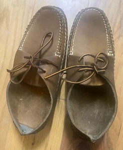 Frye Lace-Up Moccasin Size 8 D Brown Leather Men's 3306M Vintage NEW Old Stock - Picture 1 of 11